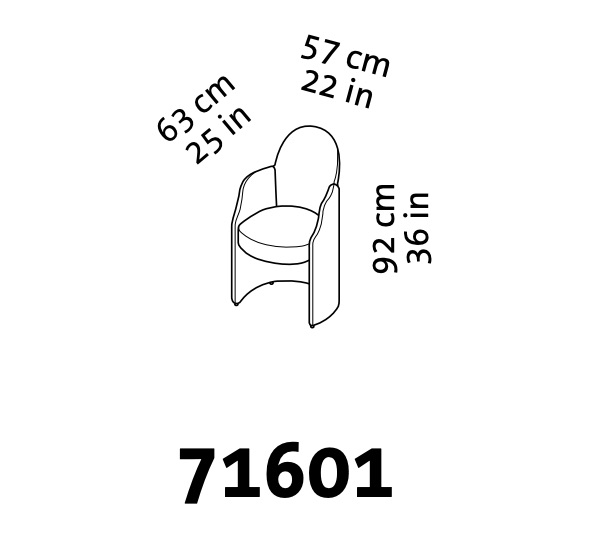 Maßzeichnung für den Sessel armand 71601.
