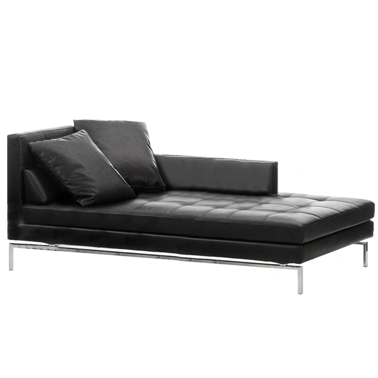 Schwarzer Longchair in schwarzem Leder. 