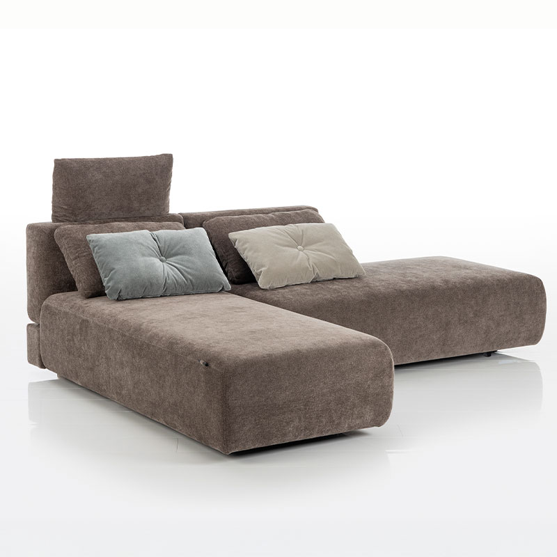 Multifunktionssofa brühl piano small in braunem Stoff.