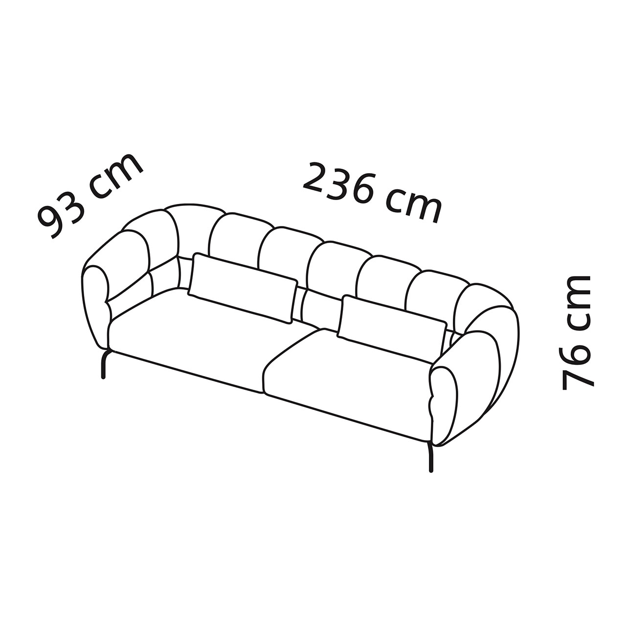 Maßzeichnung brühl magnolia Sofa 73010
