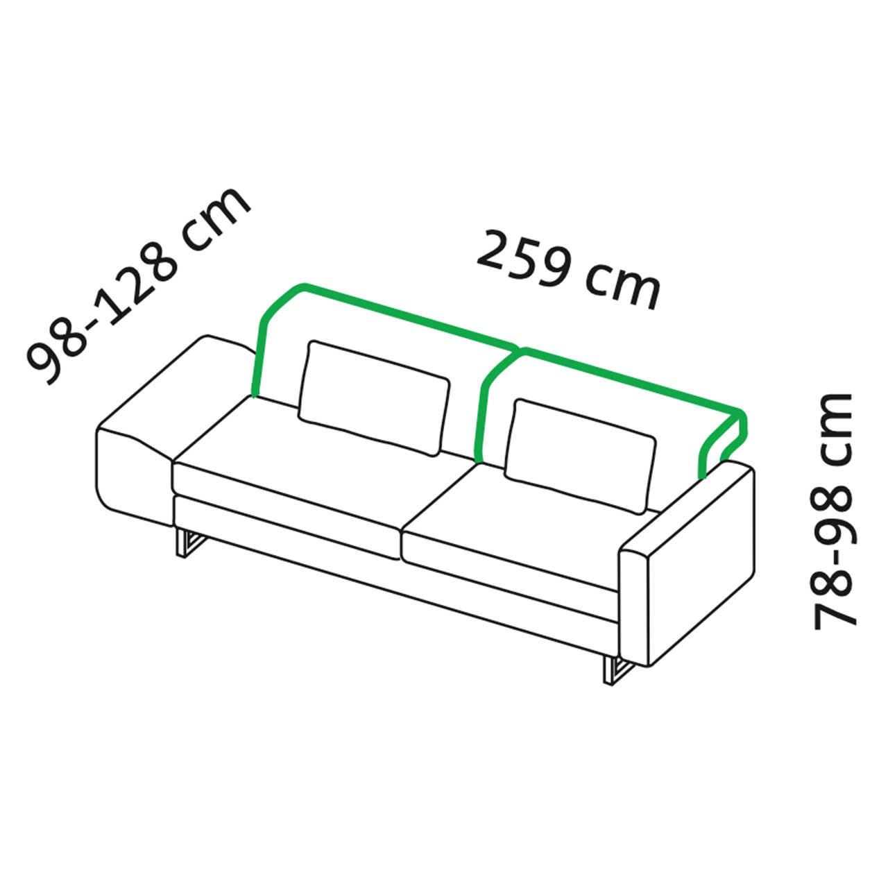 Maßzeichnung brühl embrace Sofa