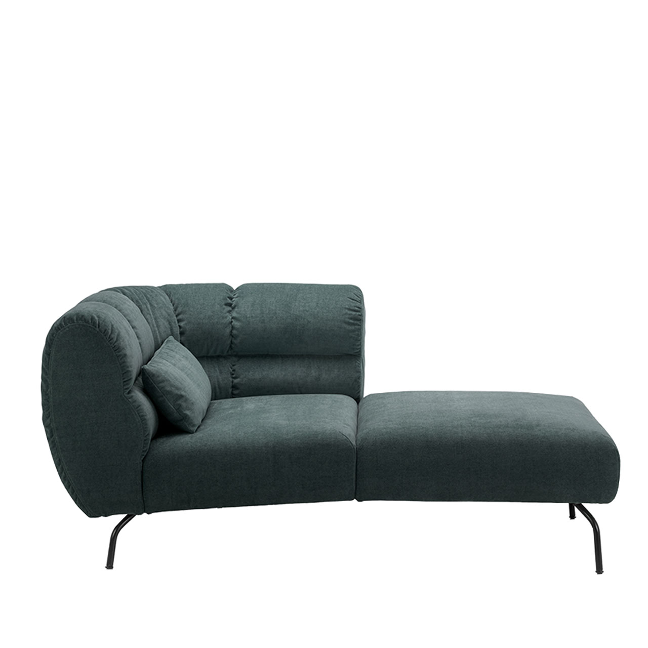 Longchair der Serie brühl magnolia in dunkelgrünem Stoff.