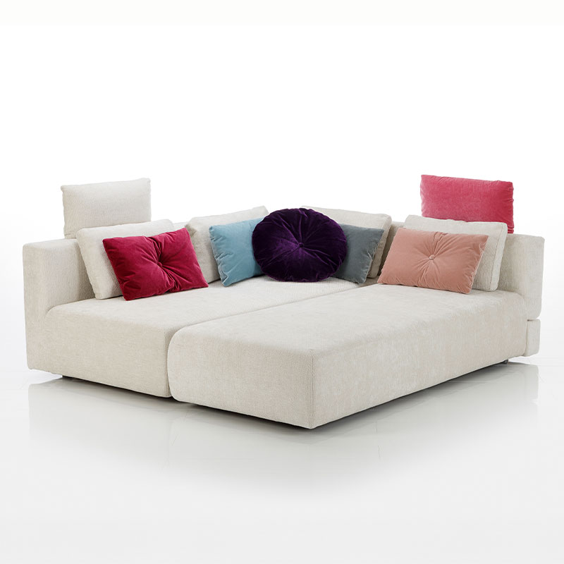 Multifunktionssofa brühl piano large in creme-weißen Stoff.