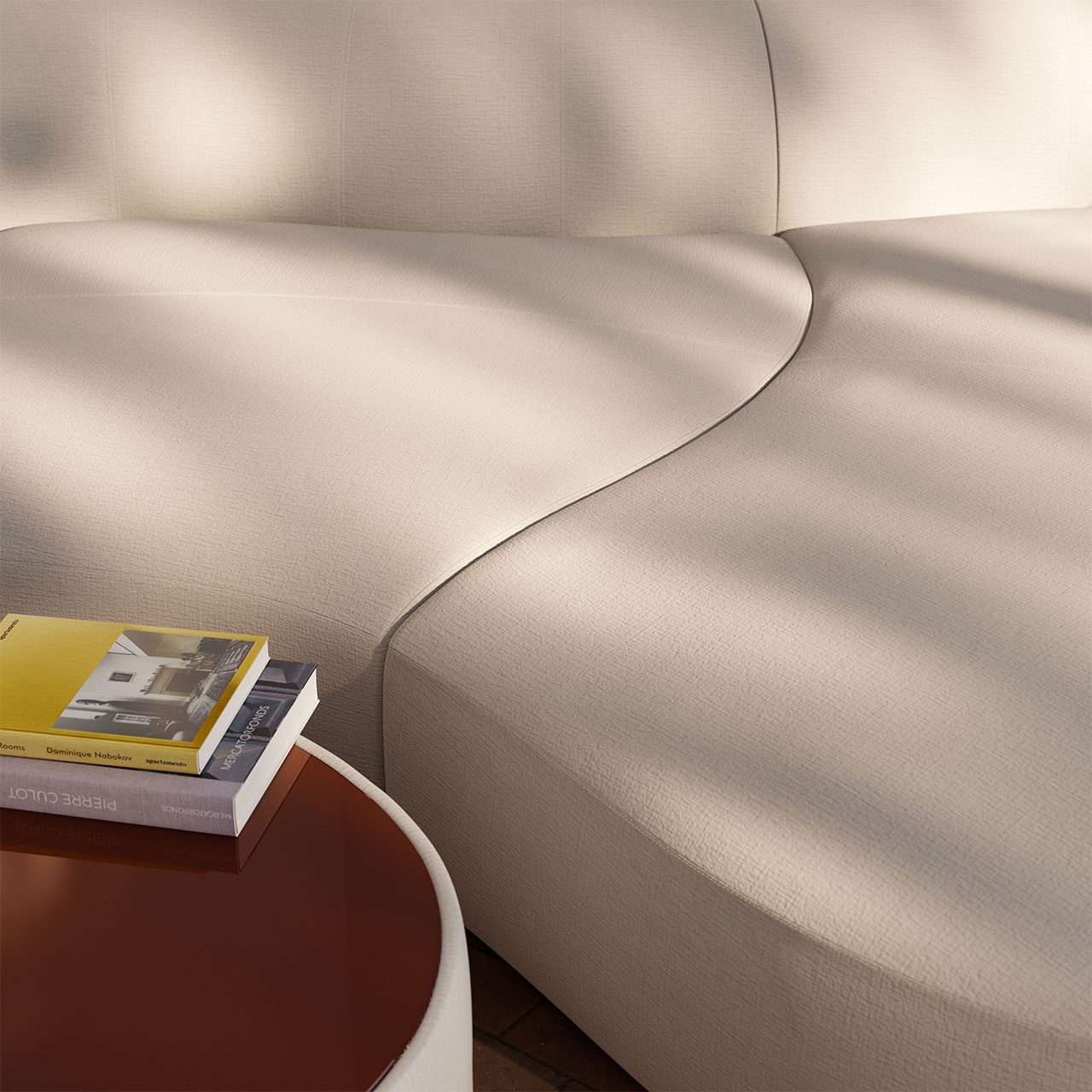 Fokus auf die organisch gerundete Naht.