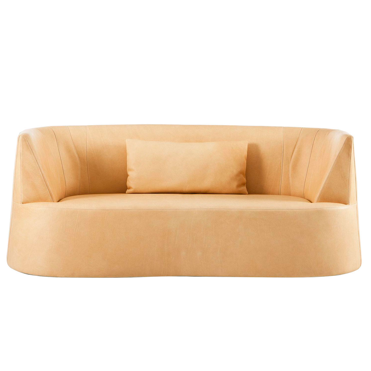 Cremefarbenes Ledersofa. 