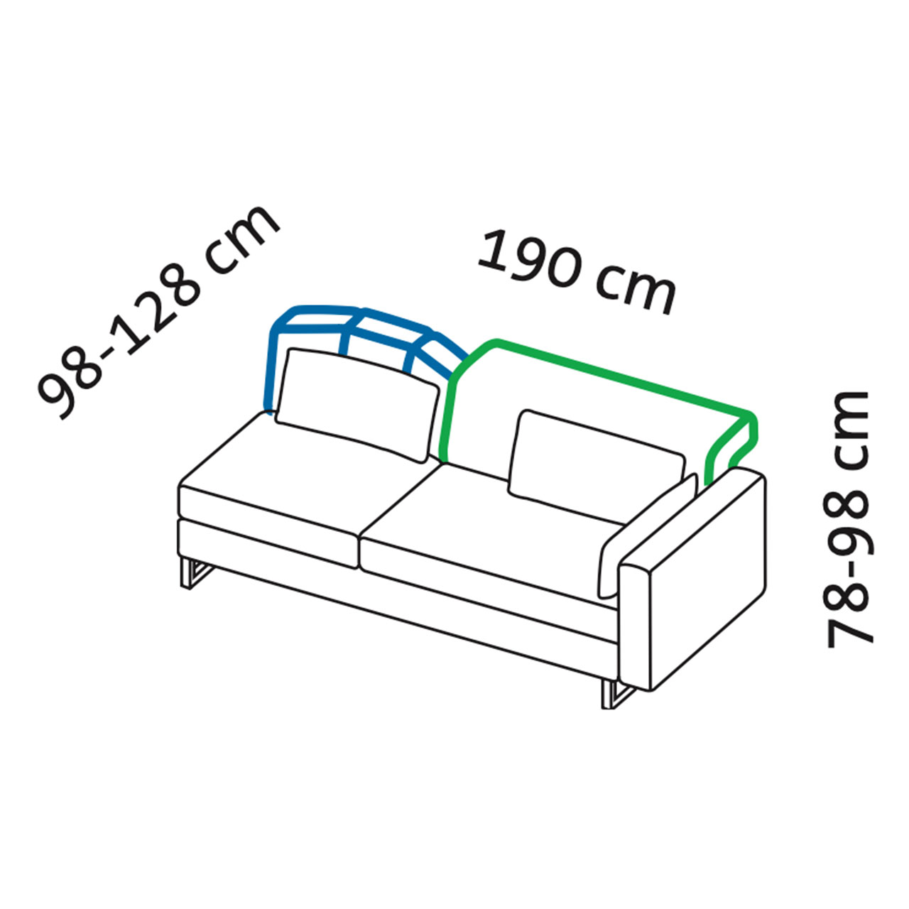 Maßzeichnung brühl embrace Anstellsofa