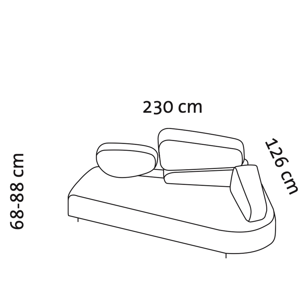 Maßzeichnung brühl mosspink Sofa