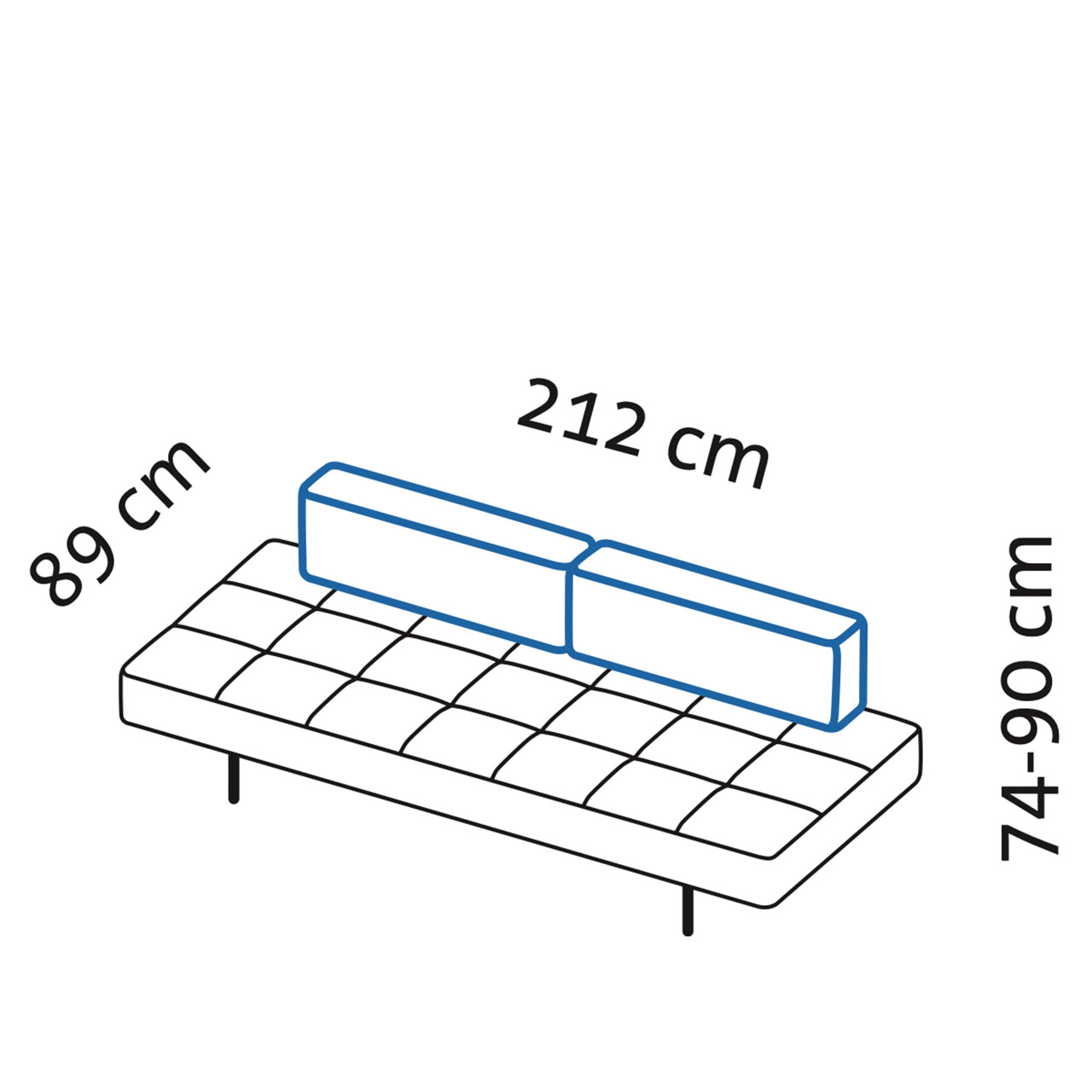 Maßzeichnung für das Daybed jerry 41614.