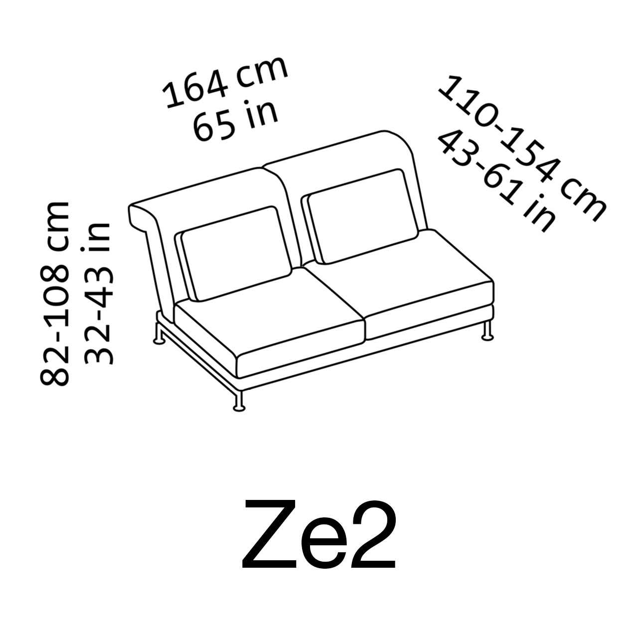 Maßzeichnung brühl moule medium Zwischenelement 3-Sitzer