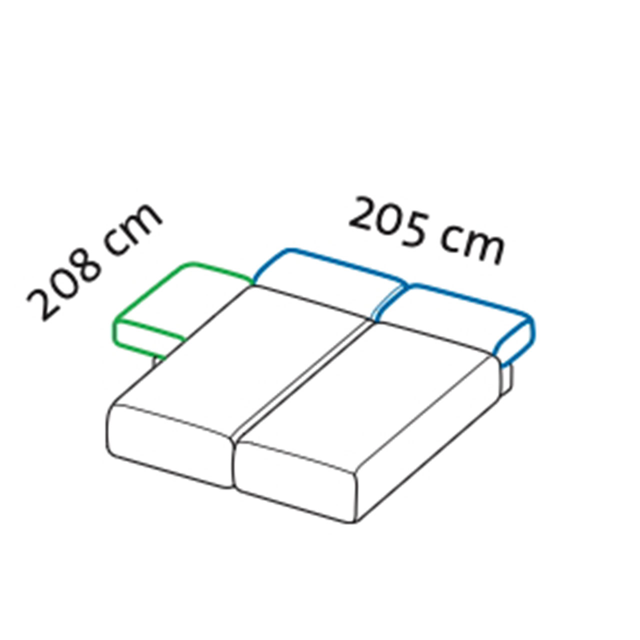 Maßzeichnung brühl piano Ecksofa