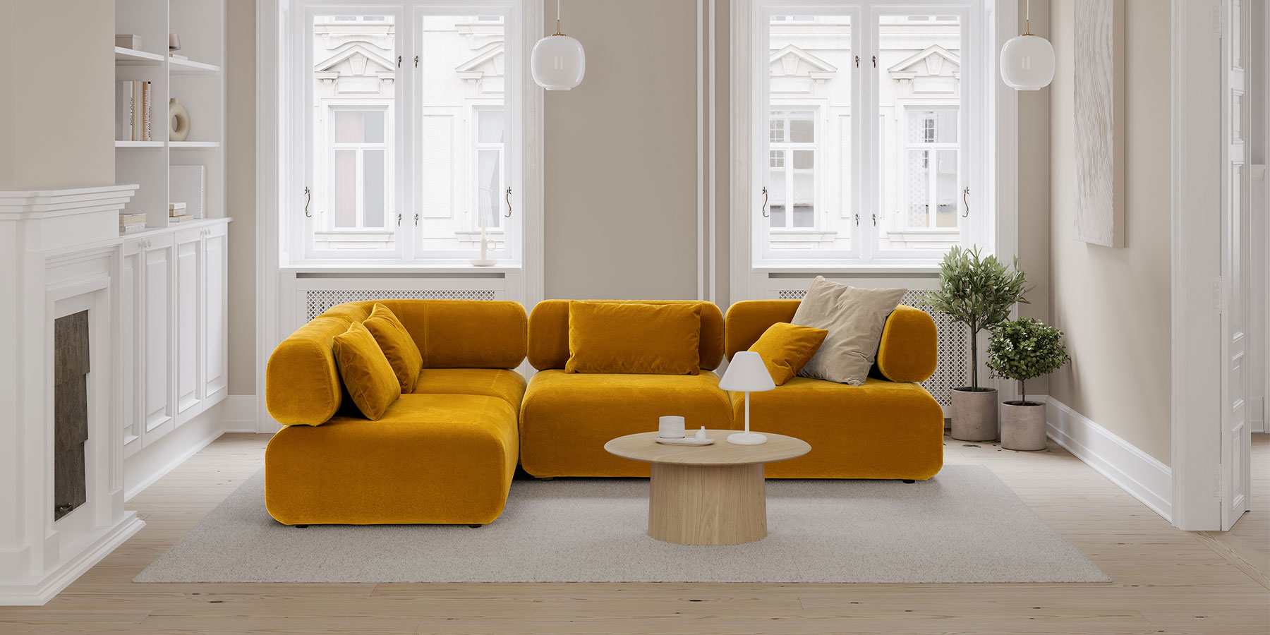 Opulente Eckgarnitur bestehend aus zwei Openends von brühl all together.