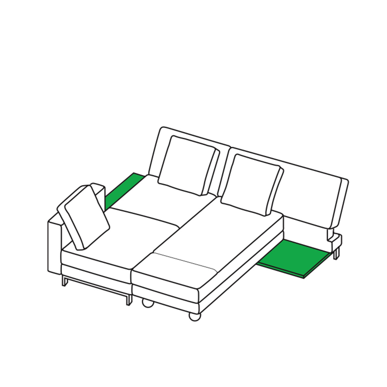Maßzeichnung brühl four-two compact 68897: Umgestellt zu Liegefläche