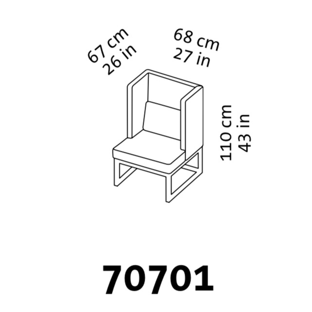 Maßzeichnung brühl belami high Polsterbank