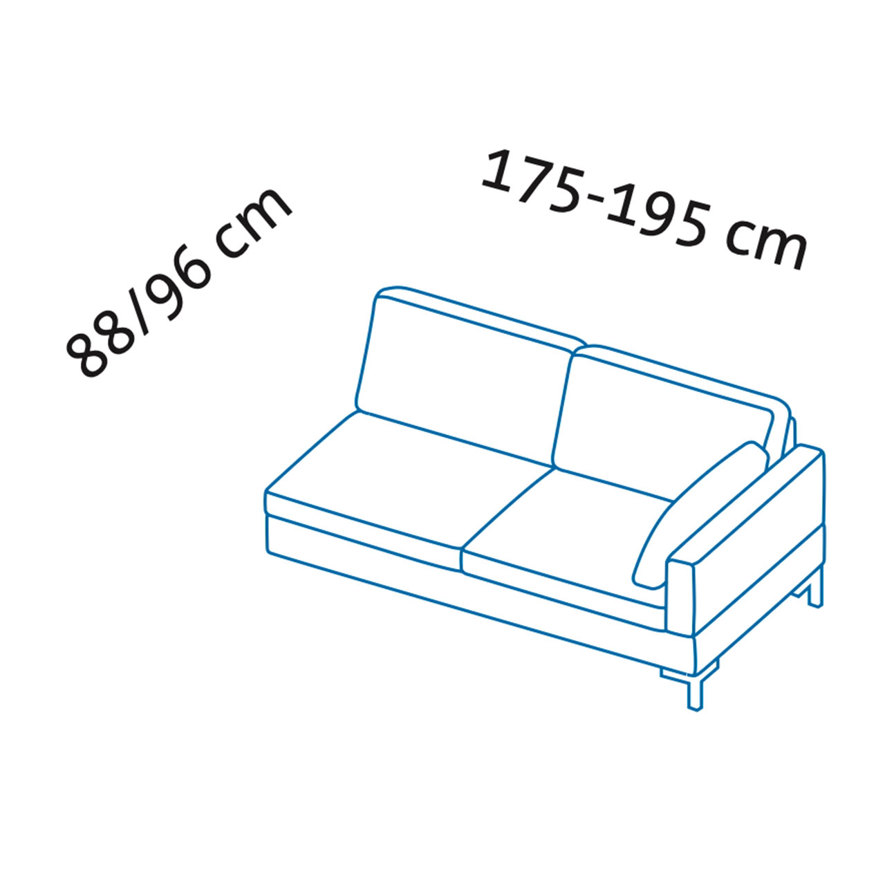 Maßzeichnung alba system Anstellsofa X2
