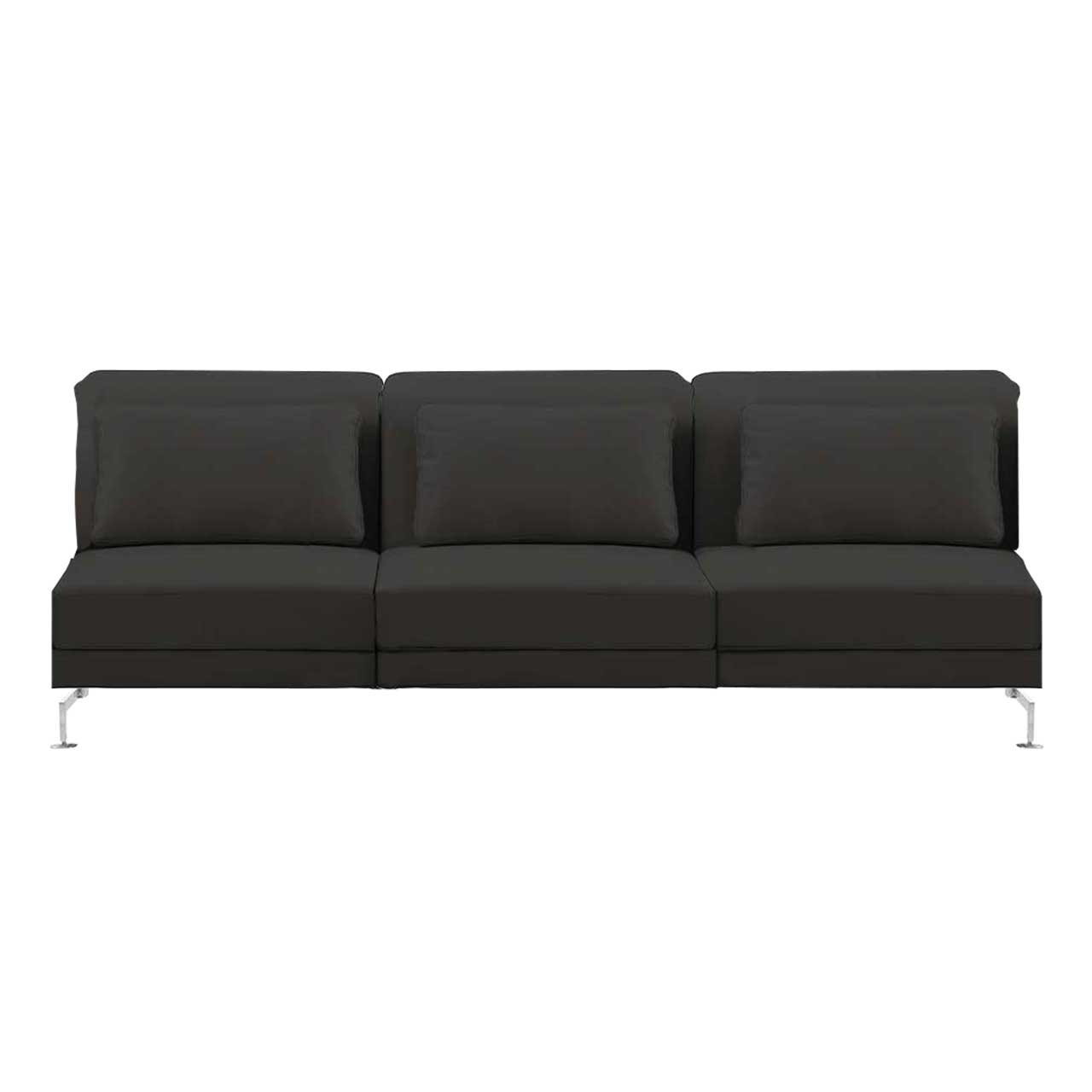 Dreisitziges Zwischenelement für brühl moule medium in schwarzem Stoff mit Metallkufen.