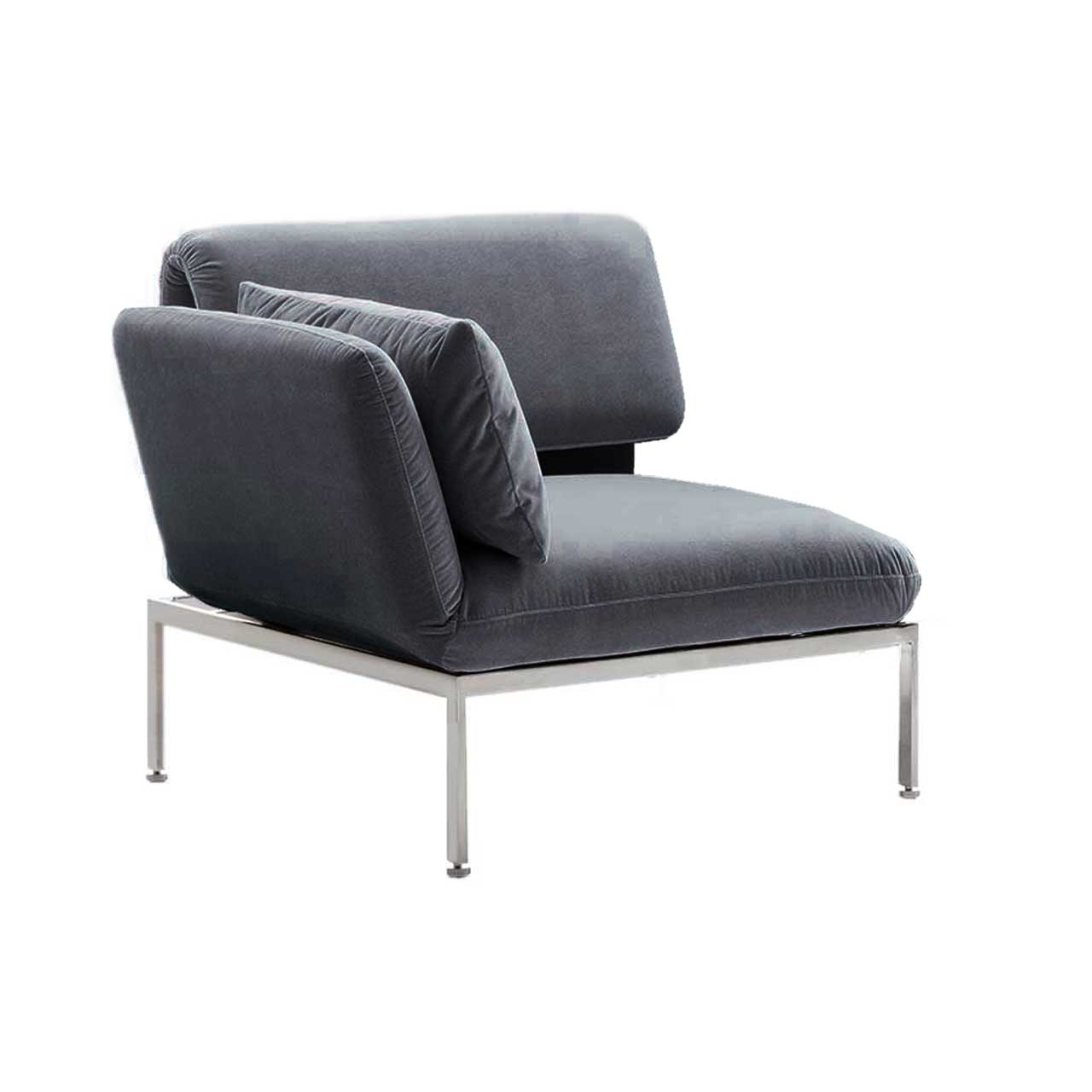 Der Multifunktionssessel der Serie roro medium classic mit einer Armlehne links in grau.