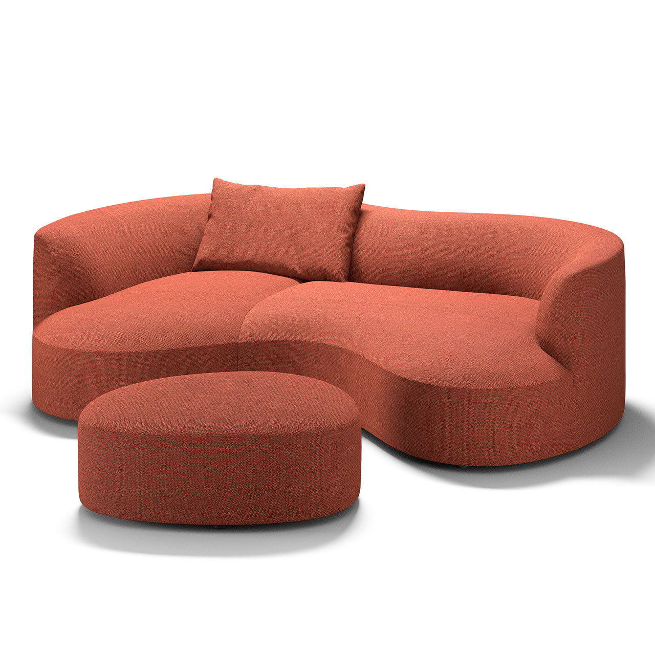 Gleiches Sofa kombiniert mit dem passenden Hocker