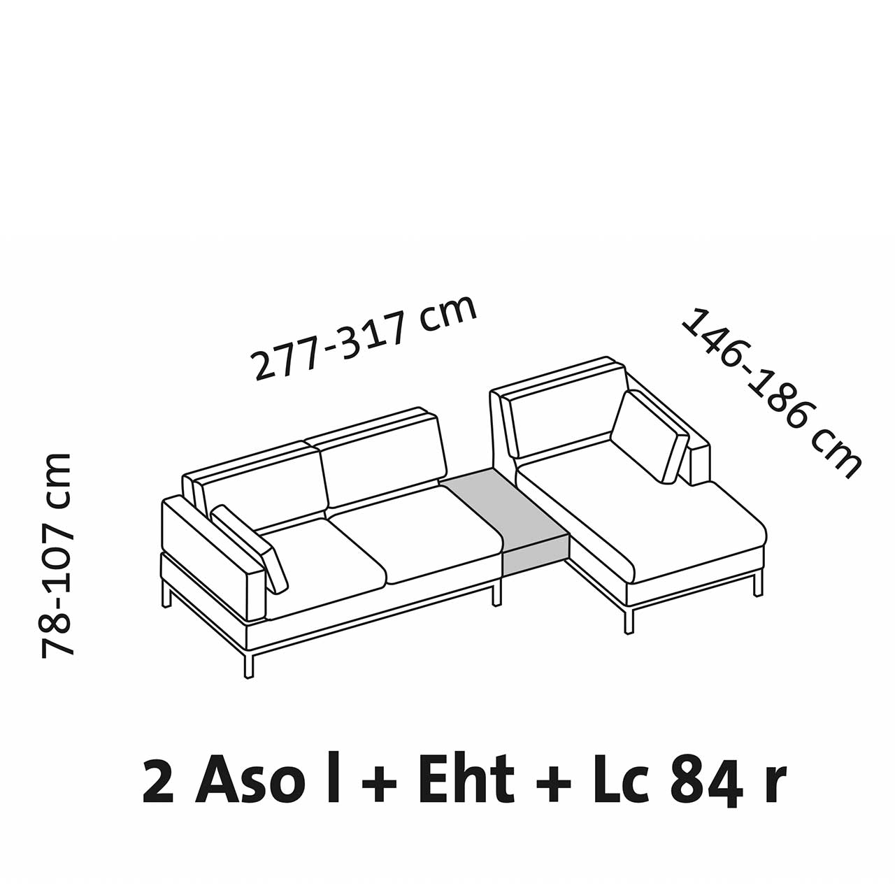 Maßzeichnung brühl tomo compact Eckgarnitur