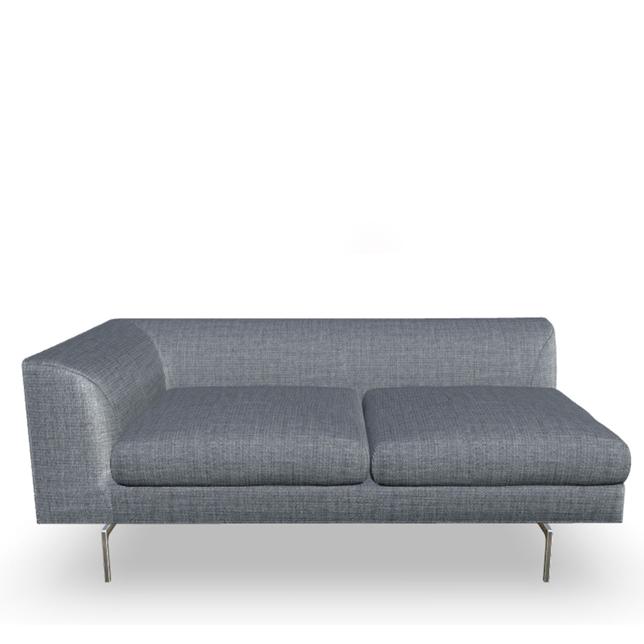 160 cm breites Sofaelement mit Armlehne links auf Einzelfüßen mit grauem Stoffbezug