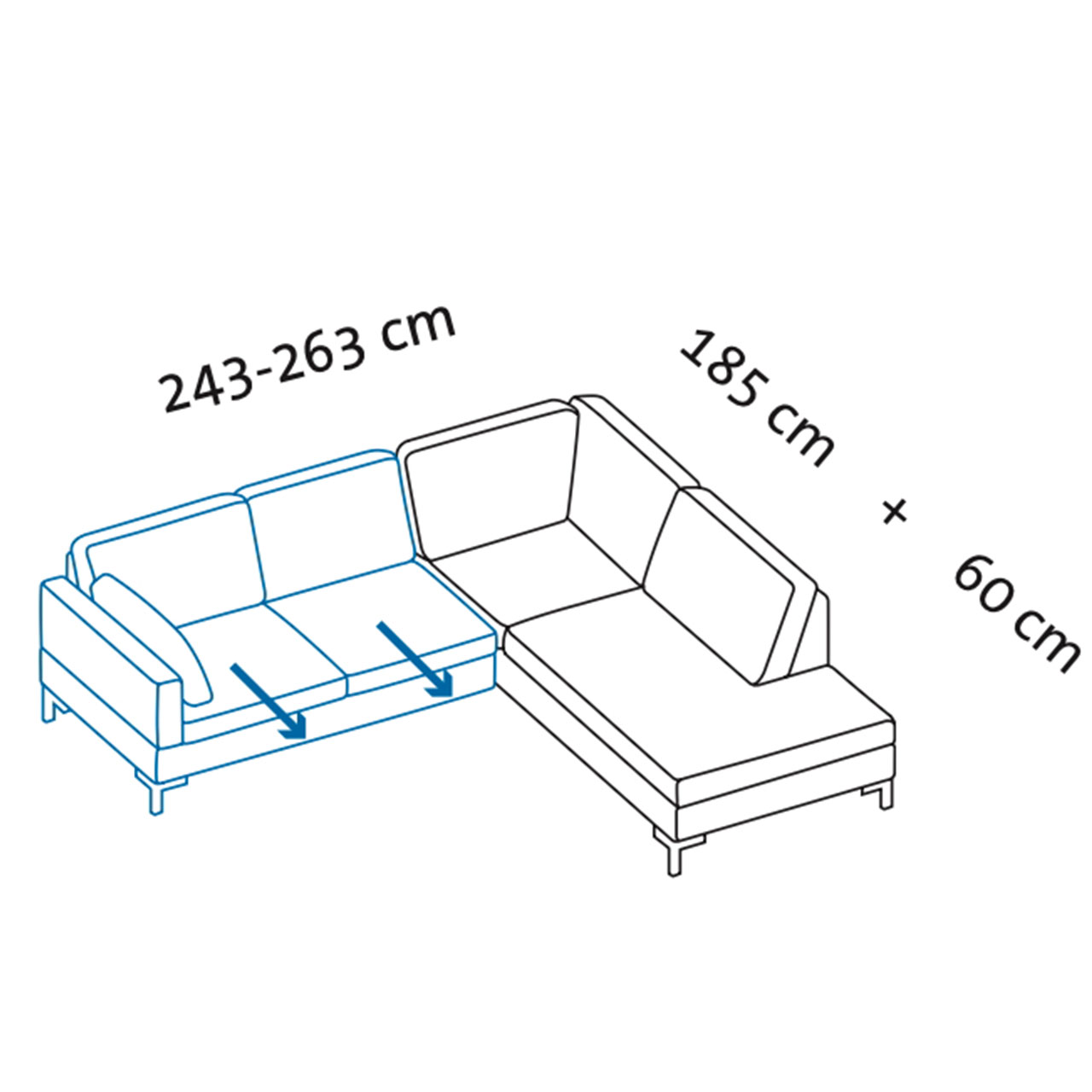 Maßzeichnung alba Garnitur W1 + D2