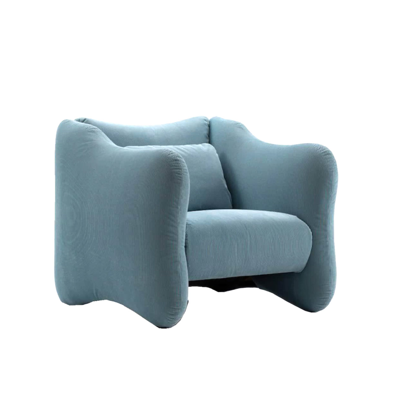 Hellblauer Sessel.
