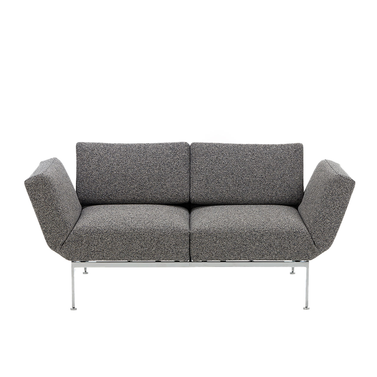 Zweisitziges Sofa der Serie roro small spring in grauem Stoff.