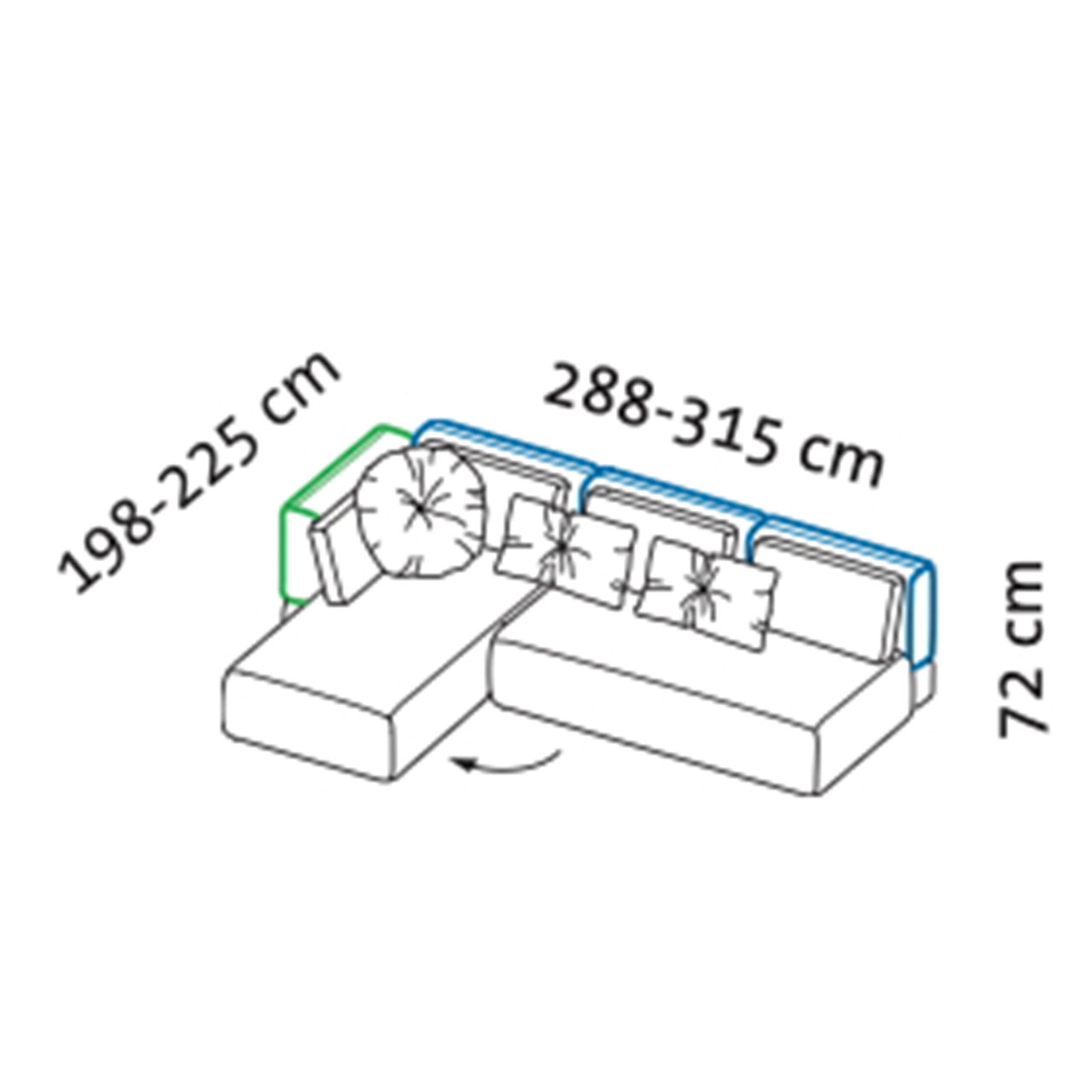 Maßzeichnung brühl piano Ecksofa