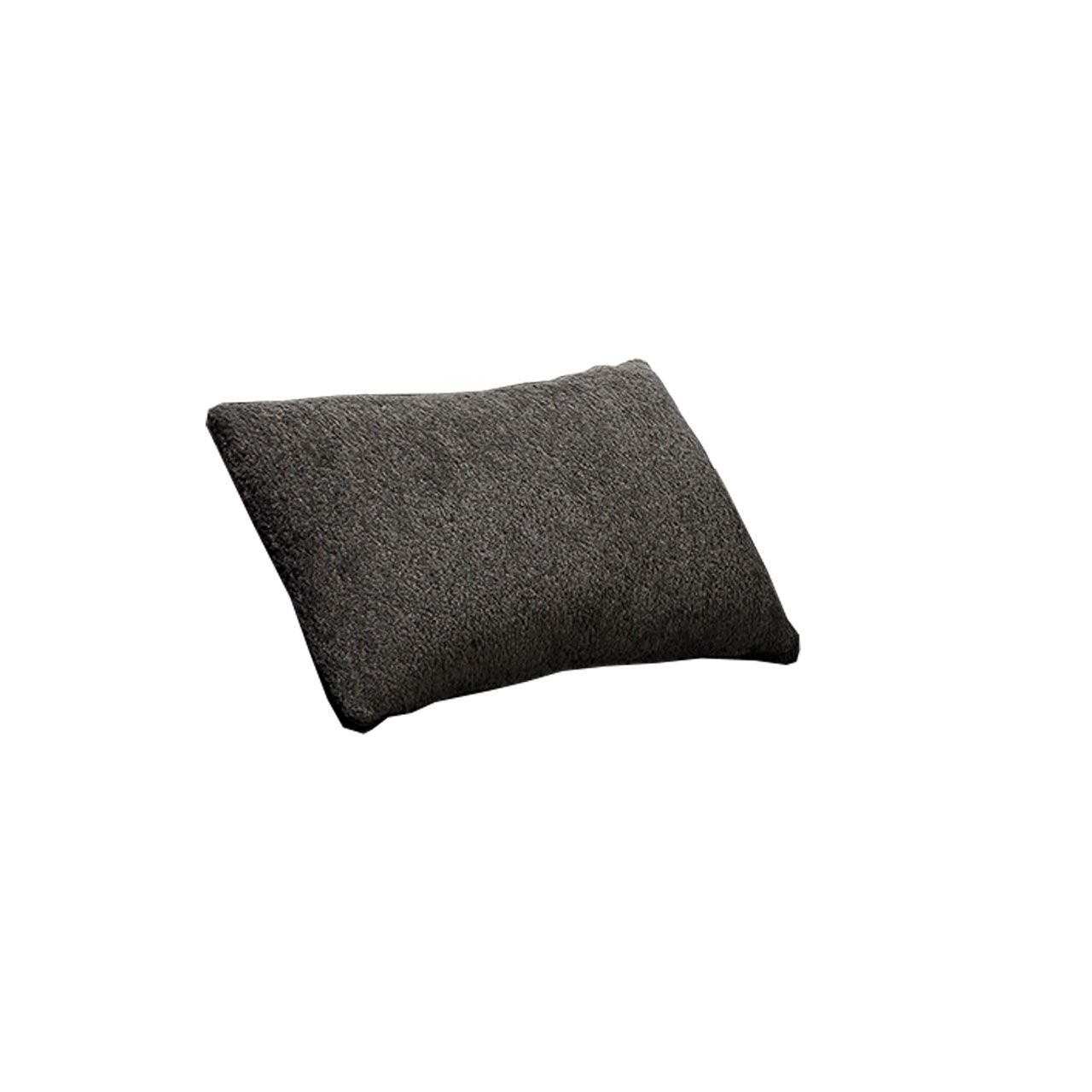 Rechteckiges Kissen in anthrazitfarbenem Stoff.