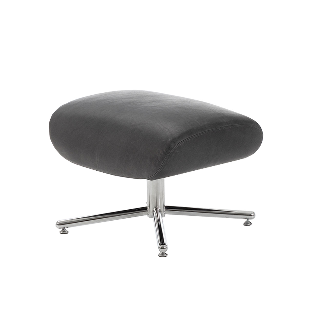 Drehhocker in schwarzem Leder.