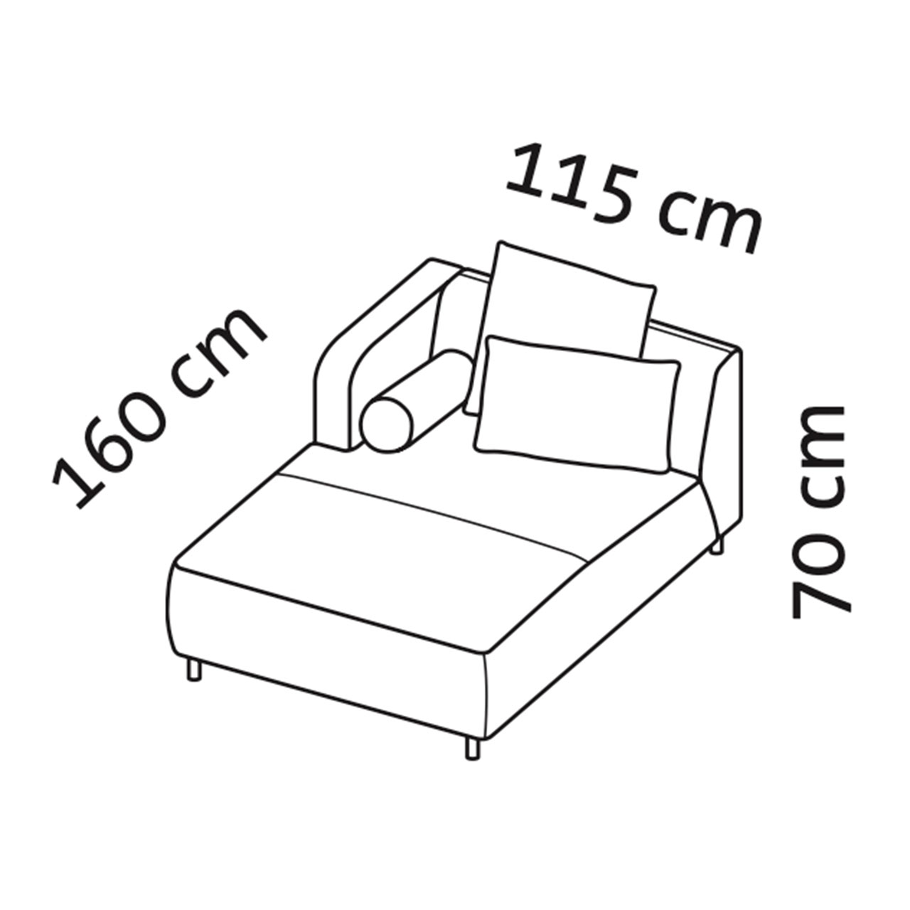 Maßzeichnung brühl aoyama Longchair