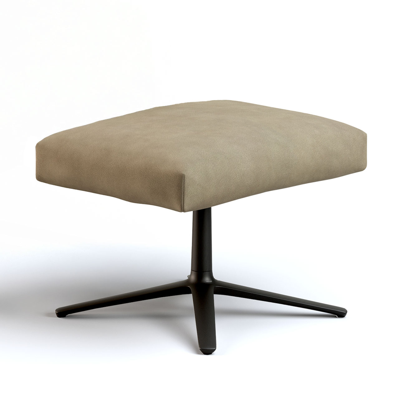 Hocker mit hellem Stoffbezug auf Kreuzgestell