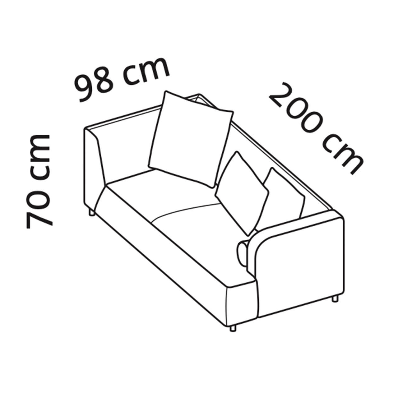 Maßzeichnung brühl aoyama Eckanbausofa Armlehne rechts