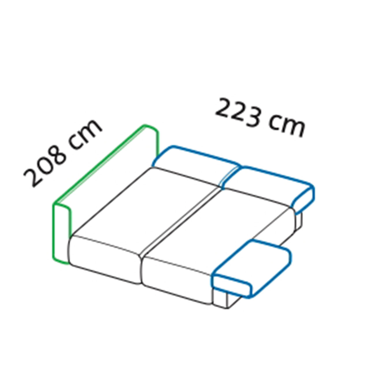 Maßzeichnung brühl piano Ecksofa