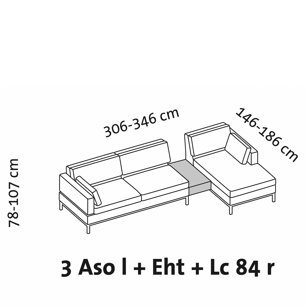 Maßzeichnung brühl tomo soft Eckgarnitur