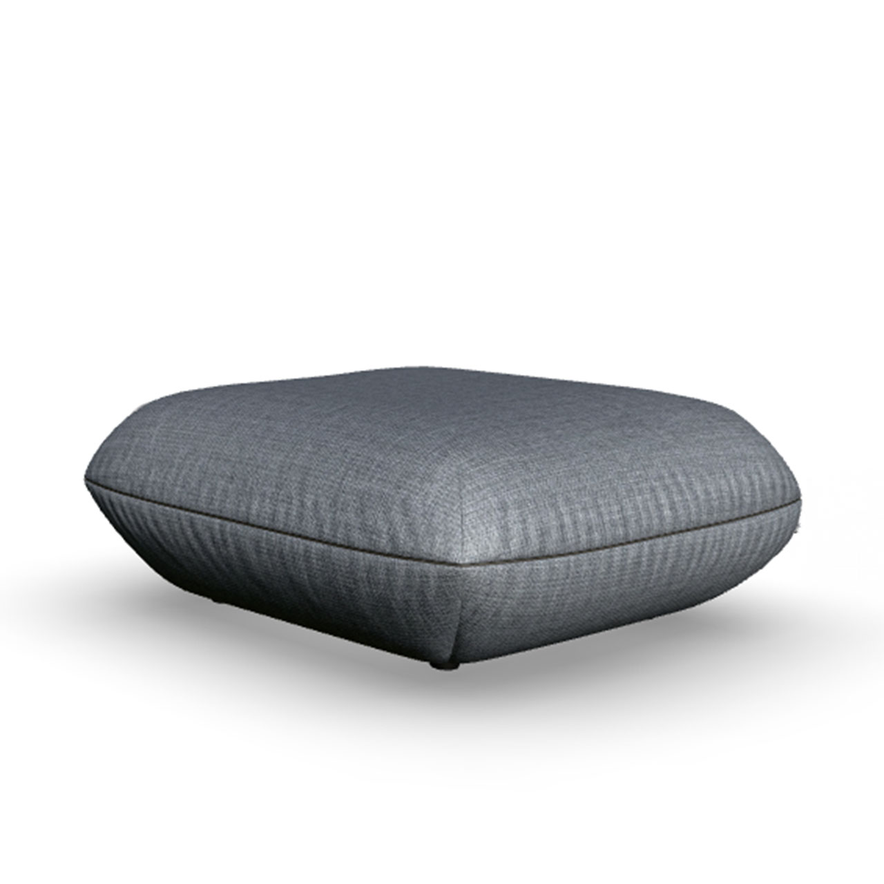 Quadratischer Hocker mit grauem Stoffbezug