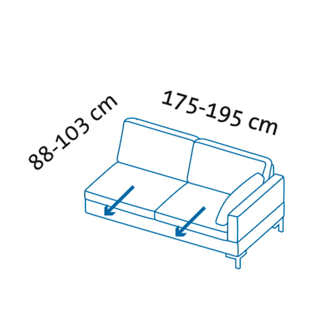 Maßzeichnung alba Anstellsofa X2