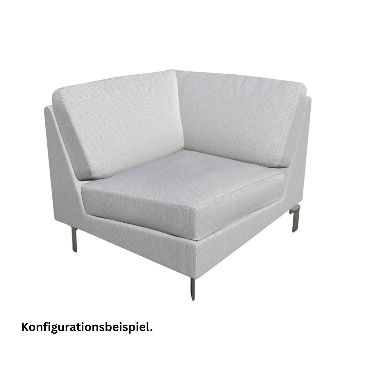 COR Conseta Eckelement 40909. Tiefe 96 cm, Breite 86 cm. Konfigurationsbeispiel mit Schmalfüßen.