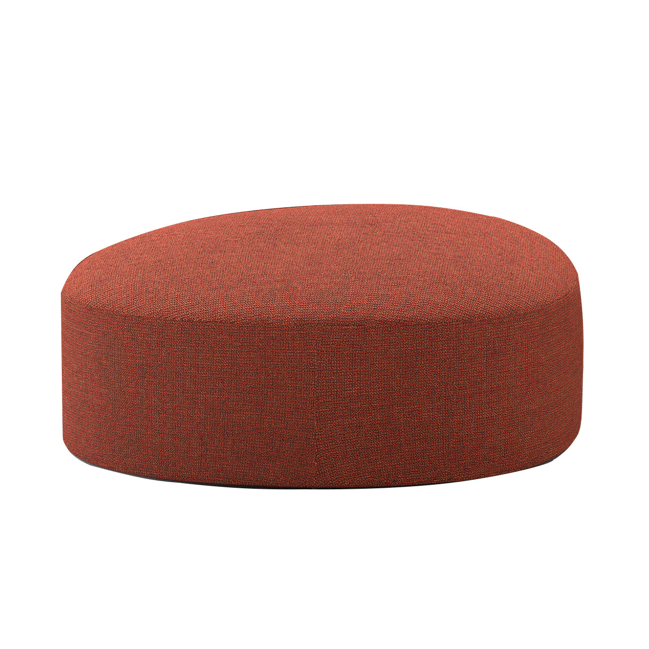 Ovaler Hocker mit rötlichem Stoffbezug