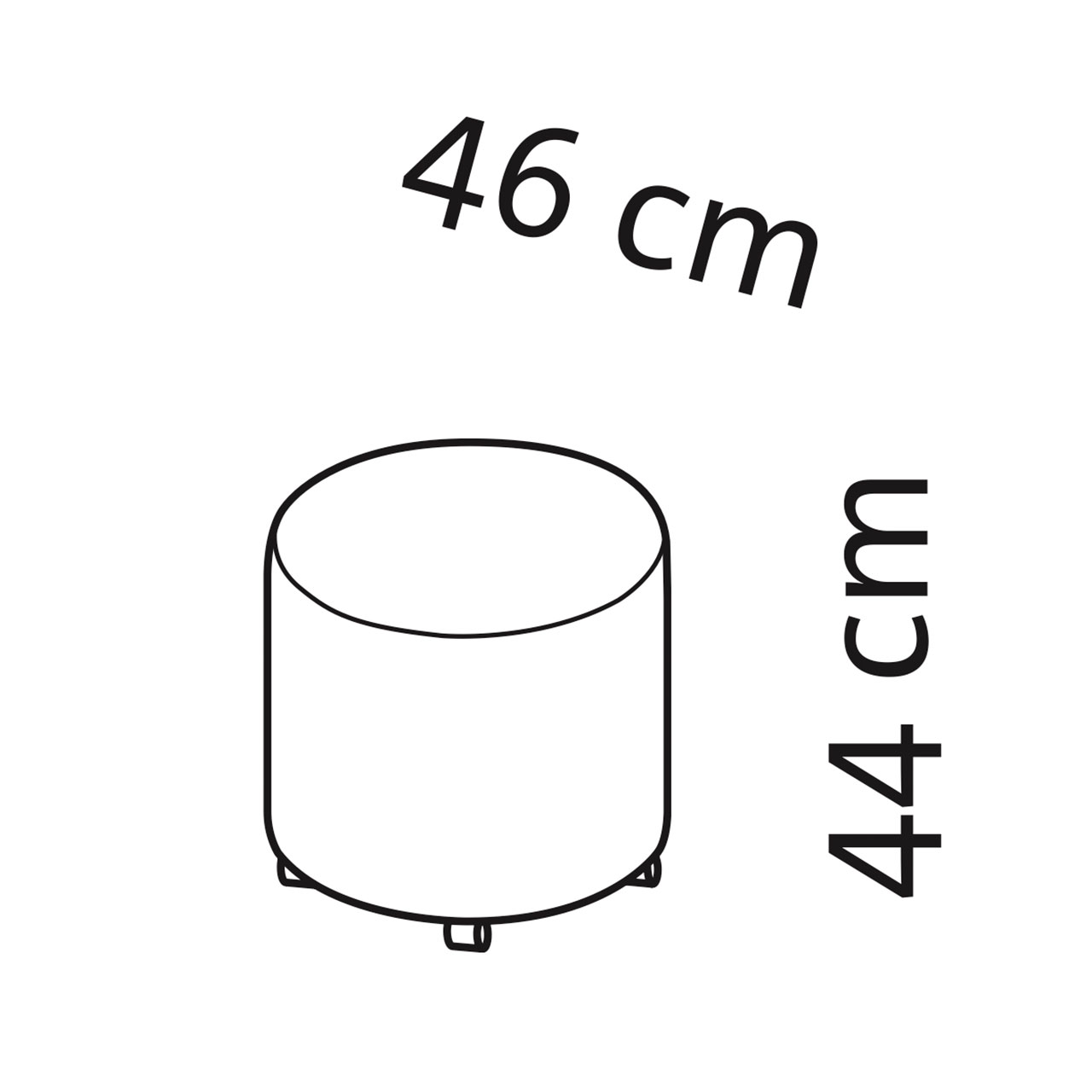 Maßzeichnung für den Hocker armand 71662 mit Rollen.