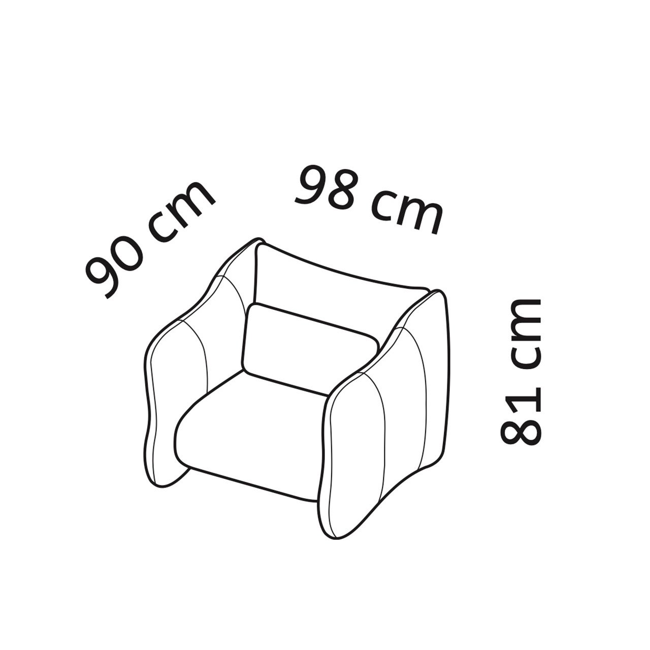 Maßzeichnung brühl bongo bay Sessel