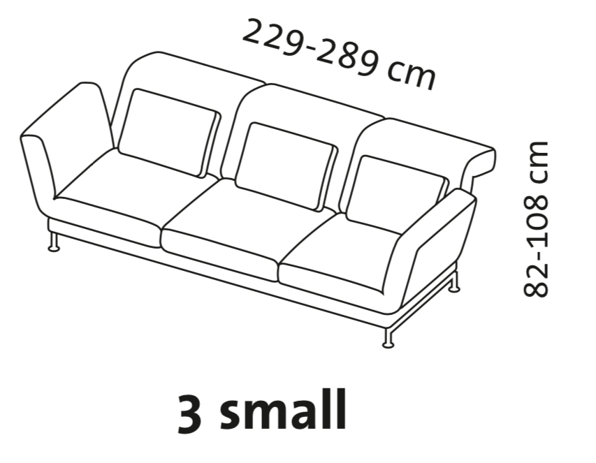 Maßzeichnung brühl moule small Sofa 3-Sitzer