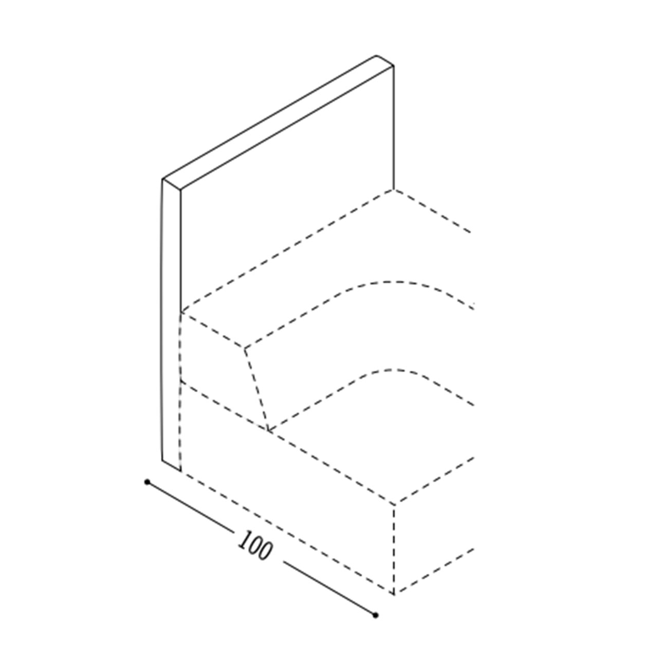 Skizze der 100 cm langen Anbauwand