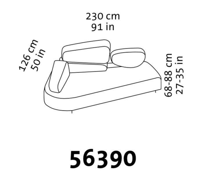 Maßzeichnung brühl mosspink Sofa