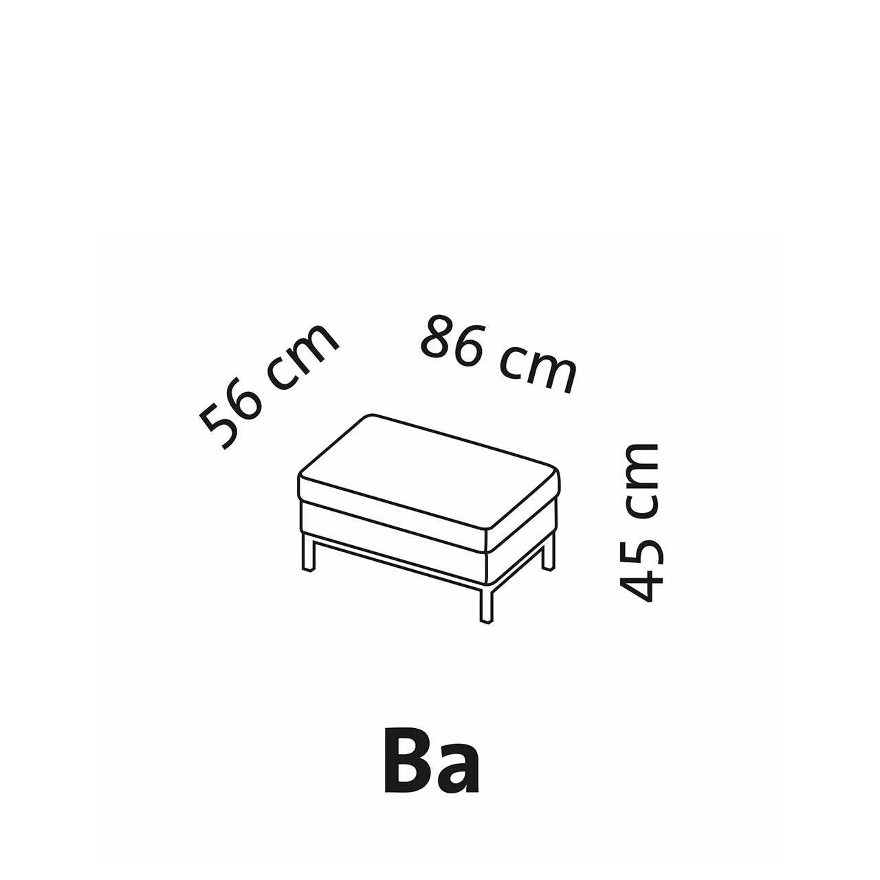 Maßzeichnung brühl tomo soft Hocker