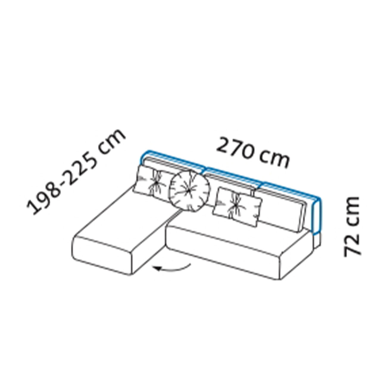 Maßzeichnung brühl piano Ecksofa