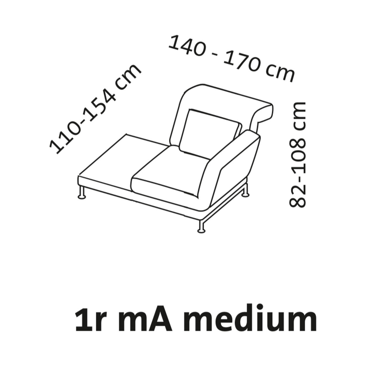 Maßzeichnung brühl moule medium Drehsessel mit Ablage