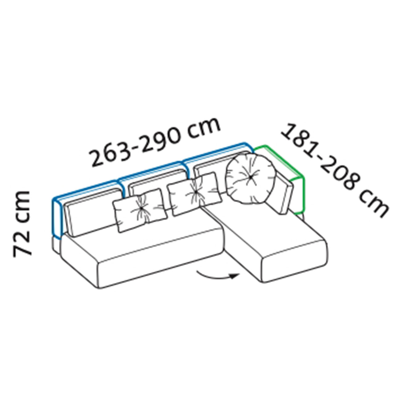 Maßzeichnung brühl piano Ecksofa