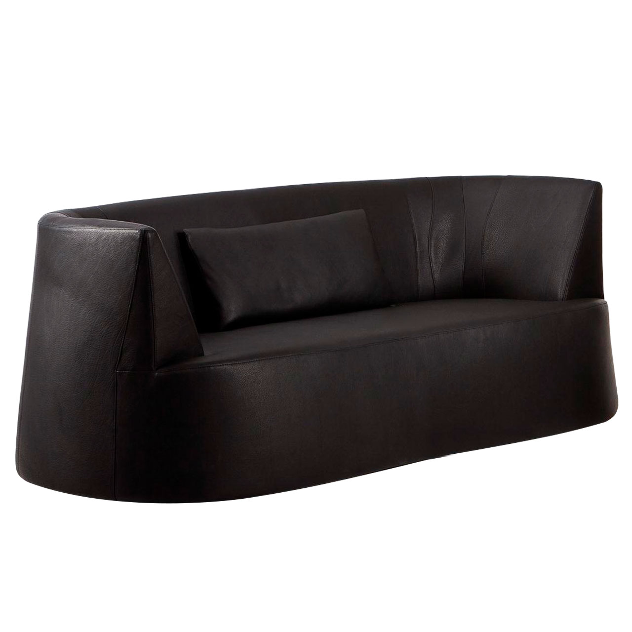 Schwarzes Ledersofa.