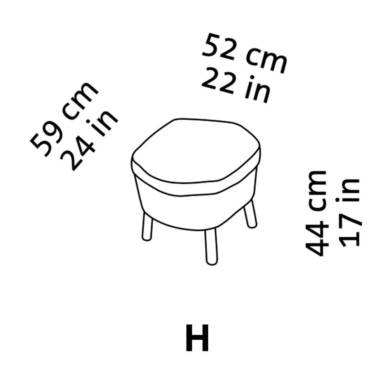 Maßzeichnung brühl morning dew Hocker 61061