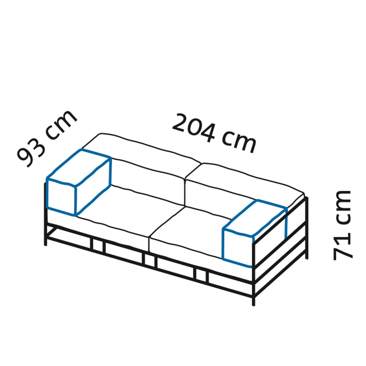 Maßzeichnung brühl easy pieces Sofa